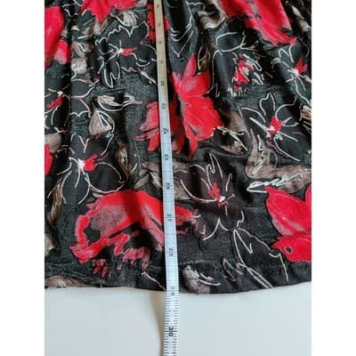 Adora Floral Sheer Top Blouse Long Sleeve Elastic Waist Black/Red Size Large - Thumbnail 7