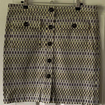 W by Worth Women's Geometric Button-Up Mini Skirt Size 6 Multicolor - Image 1