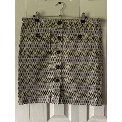 W by Worth Women's Geometric Button-Up Mini Skirt Size 6 Multicolor - Thumbnail 2