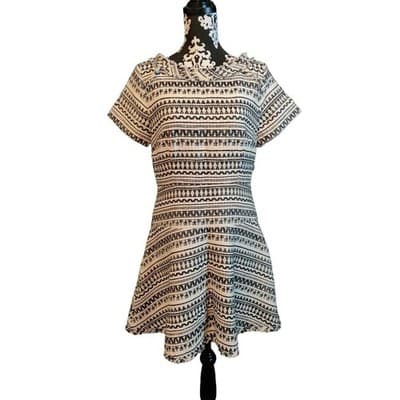 Banana Republic Ponte Knit Sheath Dress Short Sleeve White Black Size 10 - Thumbnail 2