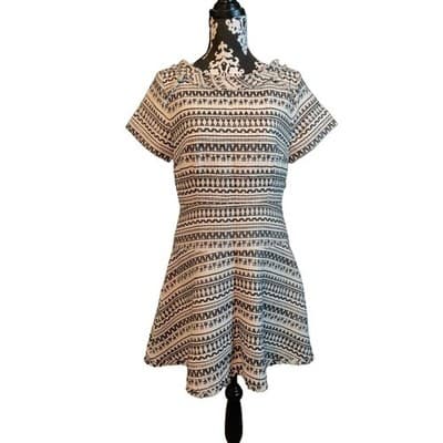 Banana Republic Ponte Knit Sheath Dress Short Sleeve White Black Size 10 - Image 1