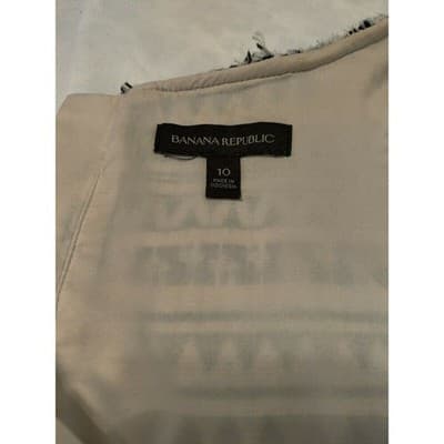 Banana Republic Ponte Knit Sheath Dress Short Sleeve White Black Size 10 - Thumbnail 6