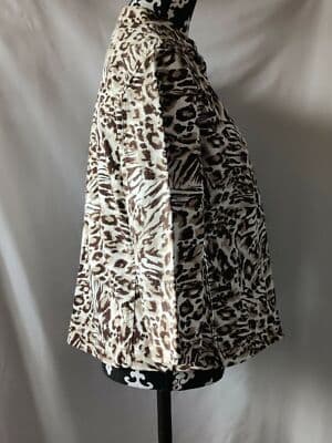 Additions By Chico's Size 1 Womens Leopard Print Brown Jacket Long Sleeve - Thumbnail 3
