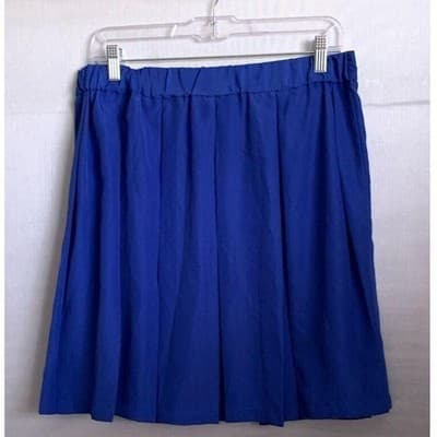 Bar III Women's XL Blue Pleated Mini Skirt Button Front Casual - Thumbnail 2