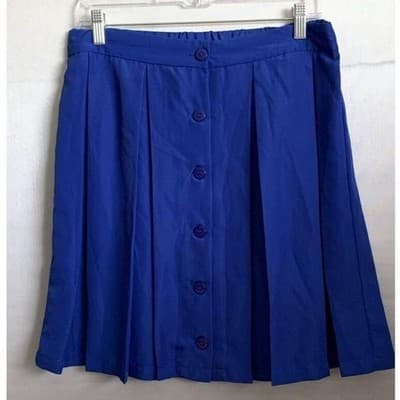 Bar III Women's XL Blue Pleated Mini Skirt Button Front Casual - Thumbnail 3