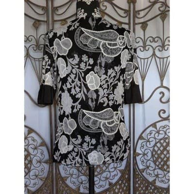 VTG. Women's Appointments Size Small Floral Print Blouse - Thumbnail 4