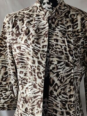 Additions By Chico's Size 1 Womens Leopard Print Brown Jacket Long Sleeve - Thumbnail 2