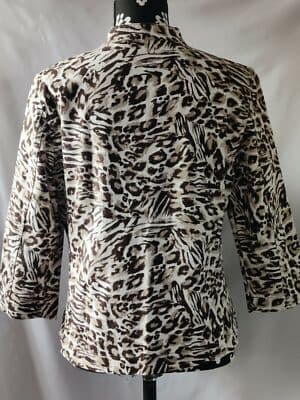 Additions By Chico's Size 1 Womens Leopard Print Brown Jacket Long Sleeve - Thumbnail 4