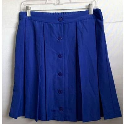 Bar III Women's XL Blue Pleated Mini Skirt Button Front Casual - Image 1