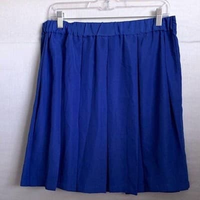 Bar III Women's XL Blue Pleated Mini Skirt Button Front Casual - Thumbnail 4