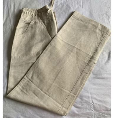 Coldwater Creek Women's Wide-Leg Pants Size 4 Beige Casual Drawstring - Thumbnail 9