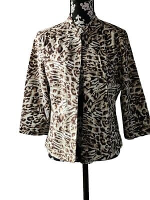 Additions By Chico's Size 1 Womens Leopard Print Brown Jacket Long Sleeve - Image 1