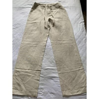 Coldwater Creek Women's Wide-Leg Pants Size 4 Beige Casual Drawstring - Thumbnail 5