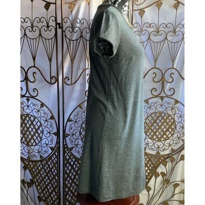 LOFT Women Gray Jewel Neck Short Sleeve Casual Shift Dress Size M - Thumbnail 3