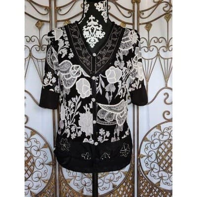 VTG. Women's Appointments Size Small Floral Print Blouse - Thumbnail 7