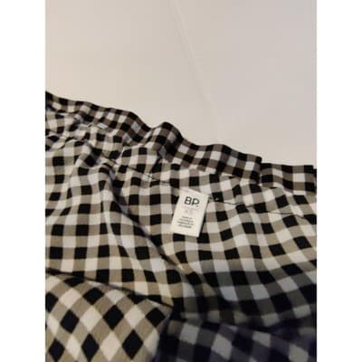 NWT BP Womens One Shoulder Ruffled Checked Top Blouse Black/White/Brown Size XS - Thumbnail 7