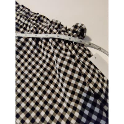 NWT BP Womens One Shoulder Ruffled Checked Top Blouse Black/White/Brown Size XS - Thumbnail 6
