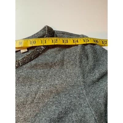 LOFT Women Gray Jewel Neck Short Sleeve Casual Shift Dress Size M - Thumbnail 8