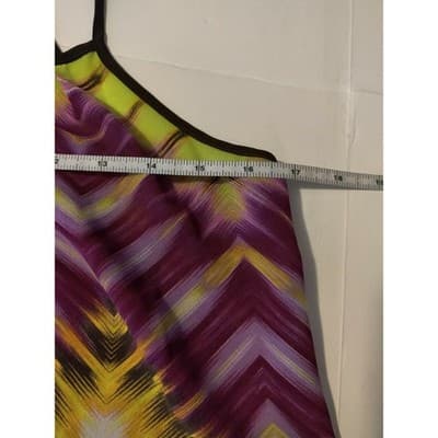 ana A New Approach Petite PM Purple Yellow Chevron Crochet Racerback Tank Top - Thumbnail 8