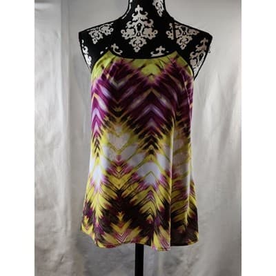 ana A New Approach Petite PM Purple Yellow Chevron Crochet Racerback Tank Top - Image 1