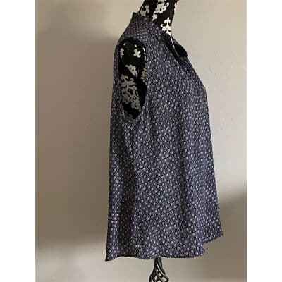 Women's Sleeveless Geometric Blouse Medium Black Round Neck Casual Top XL - Thumbnail 4