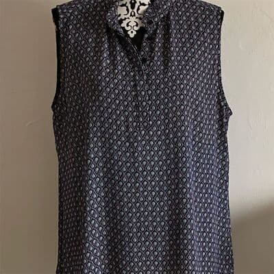 Women's Sleeveless Geometric Blouse Medium Black Round Neck Casual Top XL - Image 1