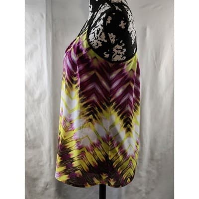 ana A New Approach Petite PM Purple Yellow Chevron Crochet Racerback Tank Top - Thumbnail 5