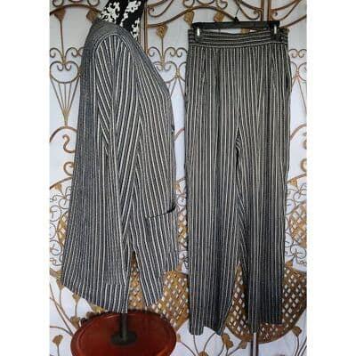 Vintage Rexx LTD. London New York Black Cream Strip 2 pc. pant set M - Thumbnail 7