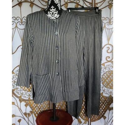 Vintage Rexx LTD. London New York Black Cream Strip 2 pc. pant set M - Thumbnail 8