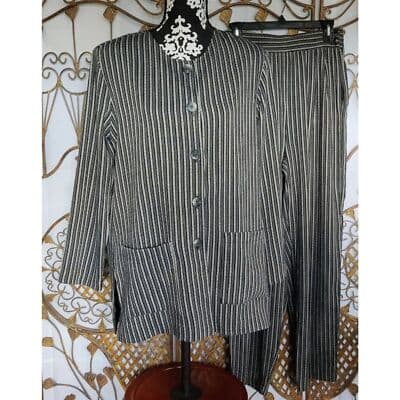 Vintage Rexx LTD. London New York Black Cream Strip 2 pc. pant set M - Thumbnail 10