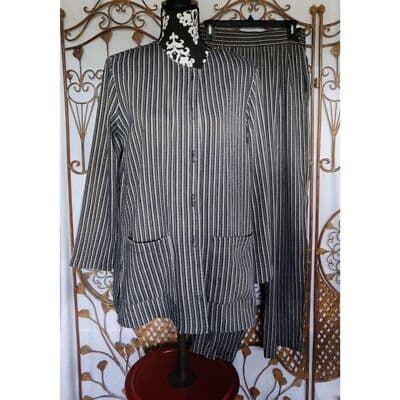 Vintage Rexx LTD. London New York Black Cream Strip 2 pc. pant set M - Image 1