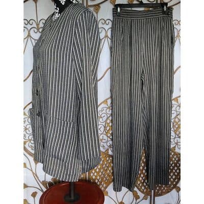 Vintage Rexx LTD. London New York Black Cream Strip 2 pc. pant set M - Thumbnail 5