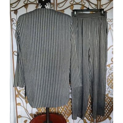 Vintage Rexx LTD. London New York Black Cream Strip 2 pc. pant set M - Thumbnail 2