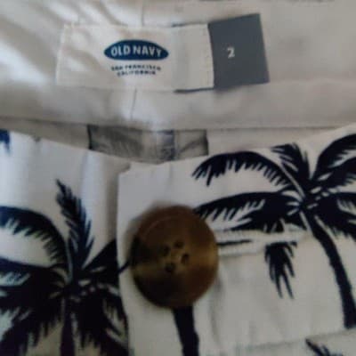 Old Navy Womens White Shorts Blue Palm Trees Cotton Size 2 - Thumbnail 8