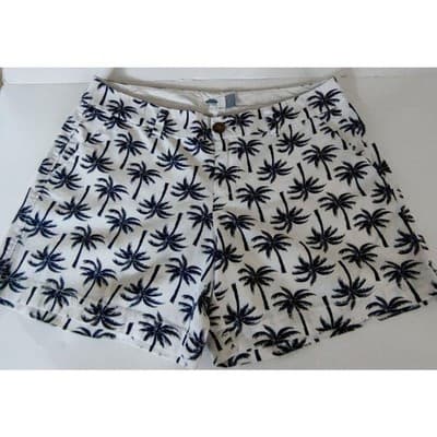 Old Navy Womens White Shorts Blue Palm Trees Cotton Size 2 - Thumbnail 4