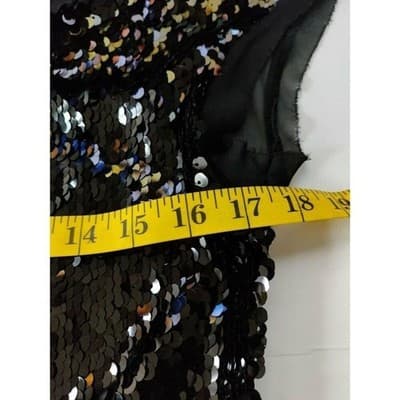 Arden B Womens Black Sequins Top Blouse Cap Sleeve Lined Polyester Size Small - Thumbnail 7