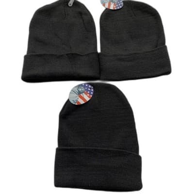 3 Beanie Knit Ski Cap Hat Winter Lace Beanie Adult One Size Knit Deep Black - Image 1