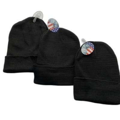 3 Beanie Knit Ski Cap Hat Winter Lace Beanie Adult One Size Knit Deep Black - Thumbnail 3