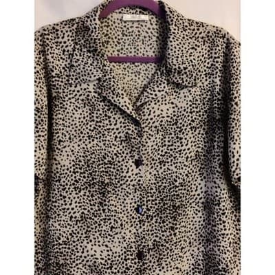 AGB California Leopard Print Button Up Short Sleeve Blouse Women - Thumbnail 8