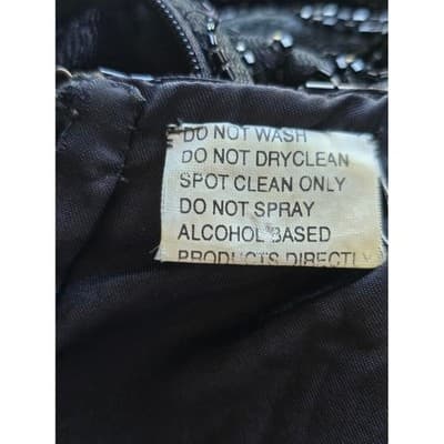 Stenay Black Beaded Floral Cocktail Dress Size 12 Short Sleeve Evening Gown - Thumbnail 8