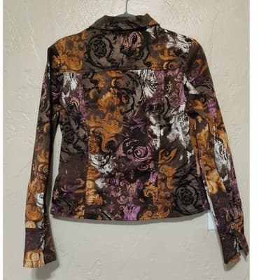 Simon Chang Womens Full Zipper jacket Pockets Long Sleeves Brown Size 8 - Thumbnail 2