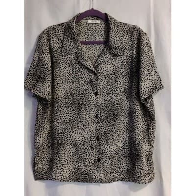 AGB California Leopard Print Button Up Short Sleeve Blouse Women - Thumbnail 10