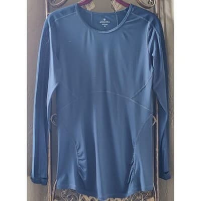 Athleta Fastest Track Womens Med Navy Blue Long Sleeve Activewear Athletic Shirt - Thumbnail 3