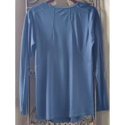 Athleta Fastest Track Womens Med Navy Blue Long Sleeve Activewear Athletic Shirt - Thumbnail 4