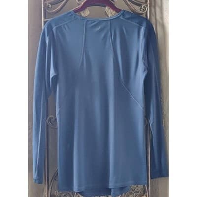 Athleta Fastest Track Womens Med Navy Blue Long Sleeve Activewear Athletic Shirt - Thumbnail 2