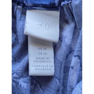 H&M Blue Floral Maxi Dress Spaghetti Strap Tiered Ruffle Midi Summer - Thumbnail 6