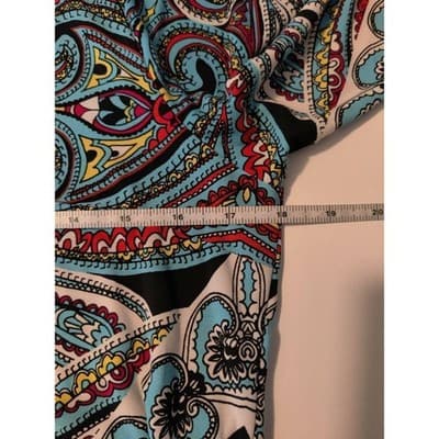 VTG. Coco Bianco Paisley 1/4 Zip Front 3/4 Sleeve Top Blouse Womens Size Small - Thumbnail 7