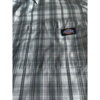 Authentic Dickies Mens Plaid Button Up Short Sleeve Shirt Cotton Gray Size XL - Thumbnail 5