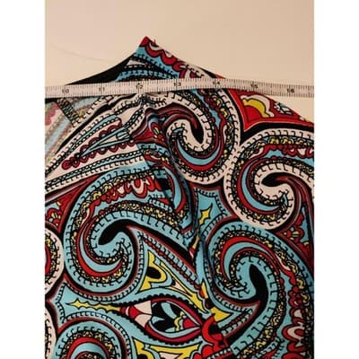 VTG. Coco Bianco Paisley 1/4 Zip Front 3/4 Sleeve Top Blouse Womens Size Small - Thumbnail 6