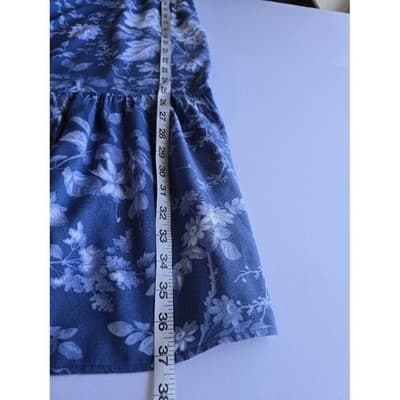 H&M Blue Floral Maxi Dress Spaghetti Strap Tiered Ruffle Midi Summer - Thumbnail 10
